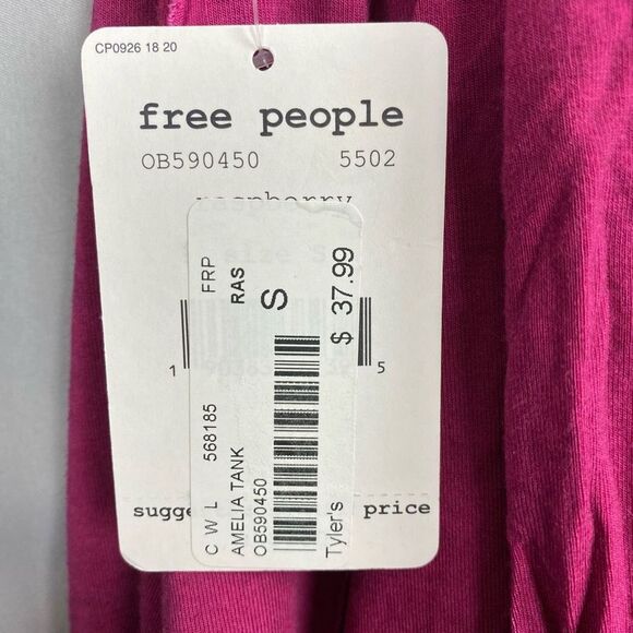 Free People Women’s We The Free Amelia Tank Small Raspberry Raw Edge - Picture 6 of 7